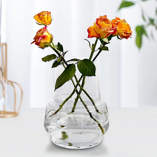 Vista 2 de Aoderun Jarrón de vidrio para flores, hecho a mano, moderno, grande, para centros de mesa, sala de estar, oficina, comedor y mesa de café, cocina