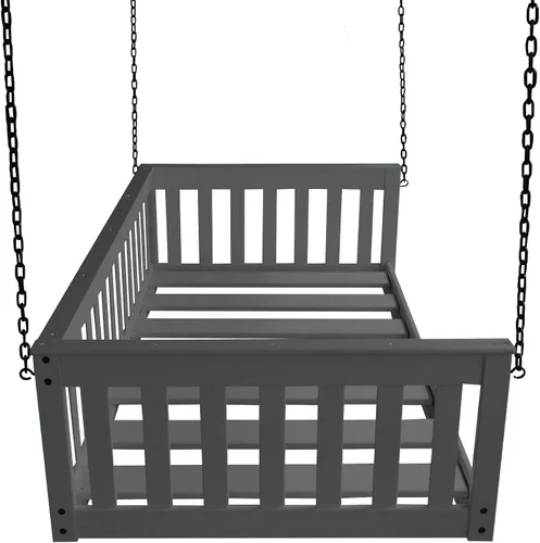Vista 7 de Amish-Made - Cama de columpio de madera negra con cadenas Negro (Black Paint)