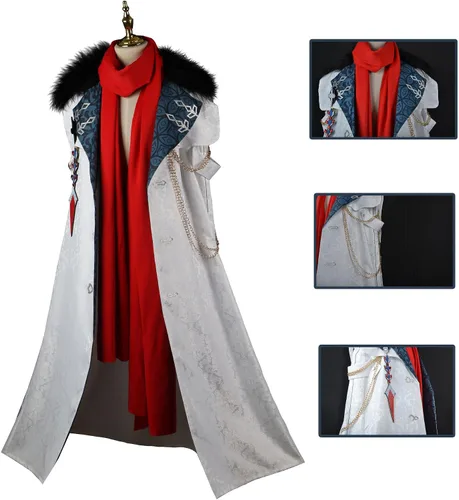Vista 6 de Game Genshin Impact Fatui Cosplay Disfraz Ejecutivo Capa Tartaglia Bufanda Childe Ajax Ropa de Halloween
