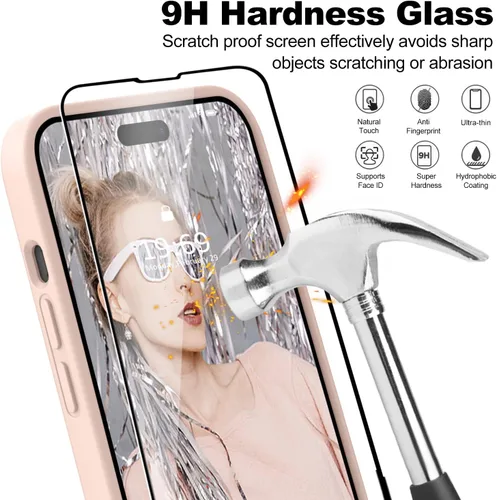 Vista 6 de Vooii Funda magnética compatible con iPhone 14 Pro Max, protector de pantalla 9H, protector de cámara, forro de microfibra suave, funda de silicona