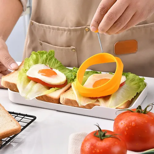Vista 6 de Yelleow - Molde para freidora de huevos fritos de doble cara de grado alimenticio flexible de grado alimenticio para el hogar, anillo de huevos