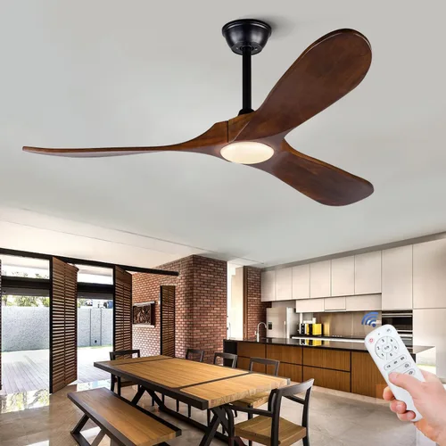 Vista 9 de Ventiladores de techo de madera maciza con luces, ventilador de techo moderno de 36 pulgadas con luz y control remoto, motor CC reversible, 6
