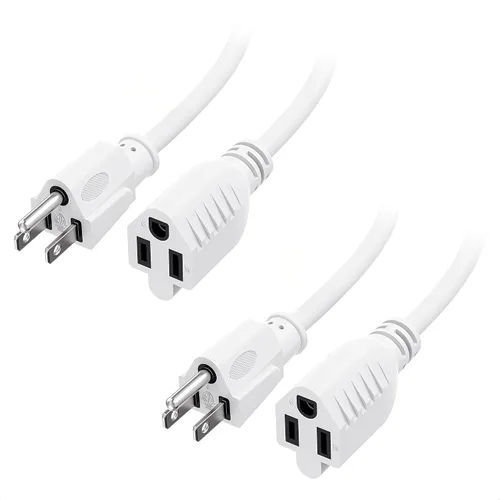 Vista 9 de Cable Matters - Paquete de 2 cables de extensión de alimentación cortos de 16 AWG, resistentes de 13 A, 1 pie, 3 clavijas, NEMA 5-15P a NEMA 5-15R
