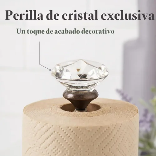 Vista 3 de Mud Pie Soporte de toalla de papel de mármol con perilla de cristal