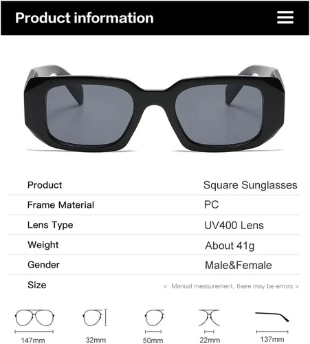Vista 4 de Verfimaci Gafas de sol rectangulares de moda para mujer y hombre, gafas de sol cuadradas