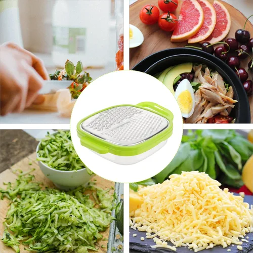 Vista 7 de BESTONZON Rallador de queso 2 en 1 para cocina con caja, rallador de verduras con recipiente de almacenamiento con mango