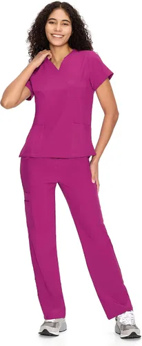 Vista 19 de COZYFIT Scrubs for Women Set - V-Neck & Straight Leg Pants with 9 Pockets Negro