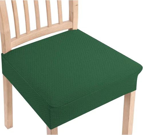 Vista 15 de Smiry Juego de 2 fundas de asiento elásticas de jacquard para sillas de comedor, extraíbles y lavables, sin fundas traseras, color azul aireado