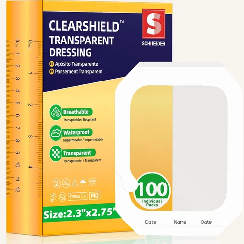 Vista 10 de Aderezo de película transparente, 2.3 x 2.75 pulgadas, paquete de 50, parche transparente transpirable