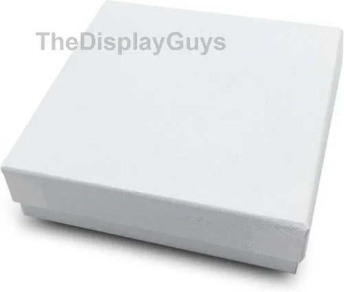 Vista 2 de TheDisplayGuys - Caja de regalo de papel de cartón relleno de algodón #33, color blanco remolino (3.6 x 3.6 x 1.1)