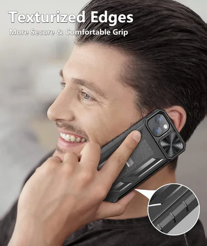 Vista 7 de SOiOS Funda resistente para iPhone 13 Mini y 12 Mini: con función atril y diapositiva 13 mini 12 mini, funda protectora para teléfono celular