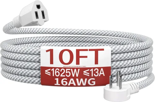 Vista 79 de Cable de extensión corto de 16/3 de 1 pie, cable de extensión negro flexible y duradero, cable de alimentación de 3 clavijas para interiores