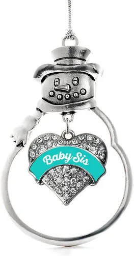 Vista 214 de Inspired Silver - Big Sis - Adorno de Navidad plateado - Adorno de árbol de Navidad con dije de corazón con circonita cúbica - Decoración colgante