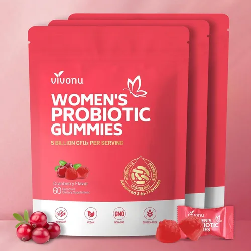 Vista 9 de VivoNu Probióticos para mujeres, gomitas probióticas para mujeres, 500 millones de UFC, fibra Gomitas de equilibrio femenino para un olor