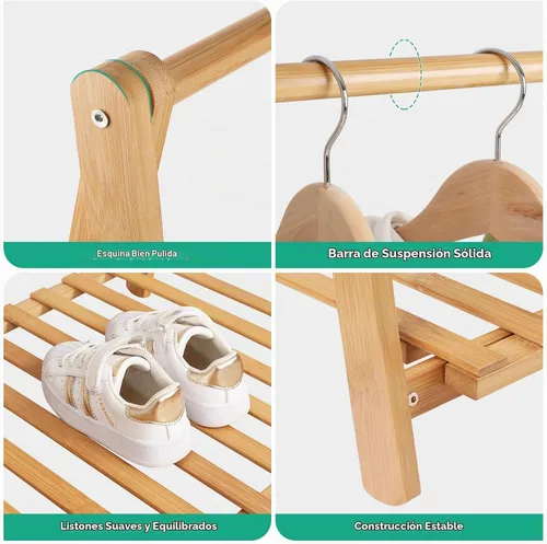 Vista 4 de Jotsport Pequeño estante de ropa para niños plegable estante de ropa