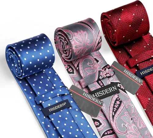 Vista 53 de HISDERN Juego de corbatas extralargas para hombre y pañuelo de bolsillo de 63 pulgadas, colección XL, caja de regalo, corbata, lote de 3