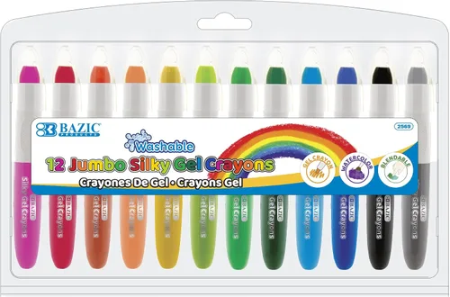 Vista 8 de BAZIC PRODUCTS 12 crayones de gel de colores, 12 unidades, fórmula de gel sedoso, para niños, arte para colorear en la escuela