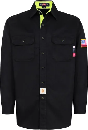 Vista 14 de BOCOMAL Camisas FR para hombre, resistentes al fuego, peso ligero, NFPA2112, camisa de soldadura ignífuga, acabado repelente al agua y al aceite