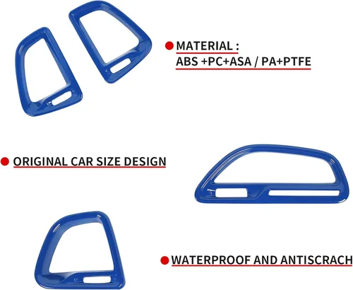 Vista 4 de Voodonala para Dodge Challenger 2015-2021, accesorio de recorte para salida de aire de la consola central (Azul, 4 piezas)