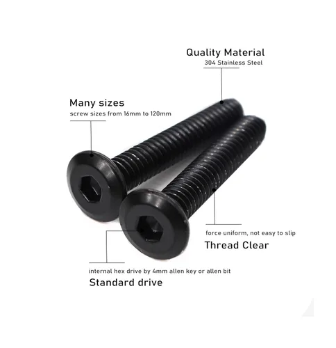 Vista 3 de 20pcs M6 x 0.787 in Remache Negro Avellanado Socket Cap Allen Tornillos Remache Tornillos Muebles Conexión 304 Acero Inoxidable