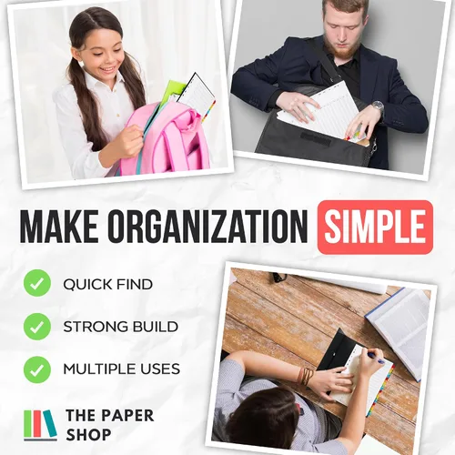 Vista 7 de Divisores de carpetas A-Z con pestañas A4 Divisores del alfabeto para carpeta de 3 anillas Perfecto para organizar páginas en 3 separadores