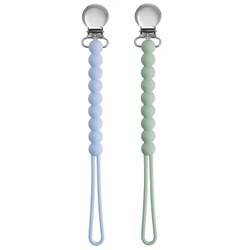 Vista 11 de Silicone Pacifier Clip for Baby Girls, Paci Binky Holder 2 Pack R-Rosa y Beige