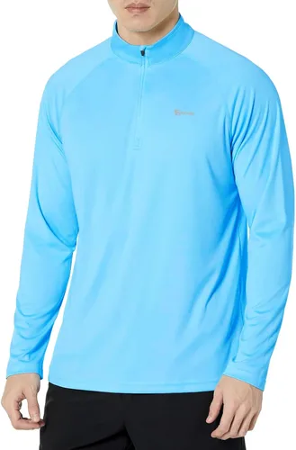Vista 24 de Men's UPF 50+ Rash Guard 1/4 Zip Stand Collar Swim Shirt Long Sleeve Berry Conservar