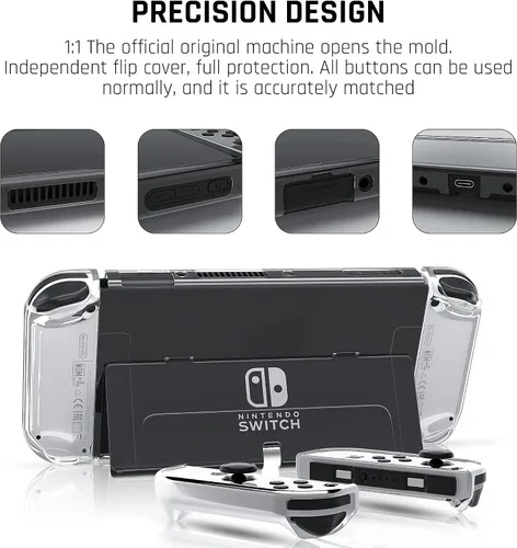 Vista 2 de FANPL - Funda protectora para Nintendo Switch OLED modelo 2021, funda acoplable con carcasa abatible para Switch OLED, accesorios de funda