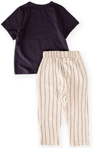 Vista 3 de 100% algodón, 2 piezas, conjuntos de trajes de verano, camiseta de manga corta estampada y pantalones con cintura elástica