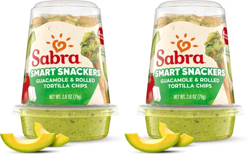 Vista 6 de Sabra Snackers Salsa de guacamole con chips de tortilla enrollados, 2.8 oz - Vaso individual de guacamole para paquetes de bocadillos para llevar