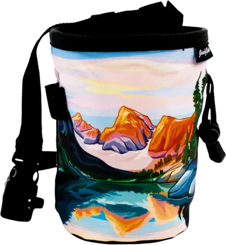 Vista 13 de Bolsa de tiza para escalada en roca, para exteriores, gimnasio y bouldering, cinturón ajustable, cierre de cordón duradero y bolsillo con cremallera
