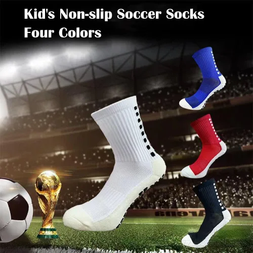 Vista 7 de Calcetines de fútbol para niños, antideslizantes, con agarre de hospital, calcetines deportivos para edades de 7 a 12 años