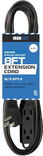 Vista 12 de IRON FORGE CABLE Cable de extensión de enchufe plano con 3 tomas, 0.91 m (3 pies) en color negro - Cable de extensión para interior con 3 tomas
