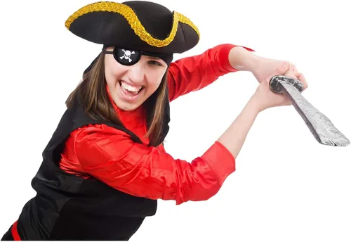 Vista 4 de Pirate Eye Patches Black Captain Kids Satin Pirate Party Favors for Halloween Kids Adults One Eye Skull Patches Eye Masks