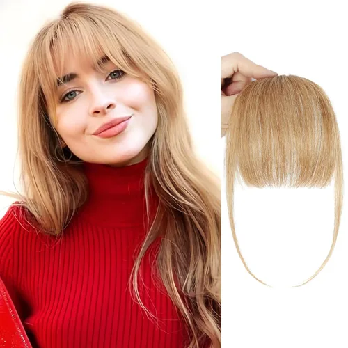 Vista 11 de BOGSEA Flequillo con clip, flequillo falso de cabello humano 100% real con clip, extensiones de cabello con fleco y sienes, postizos para mujeres