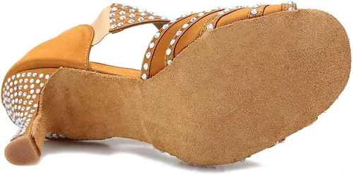 Vista 5 de Women Rhinestone Dance Shoes Ballroom Latin Salsa Bachata Performance Dance Dancing Shoes