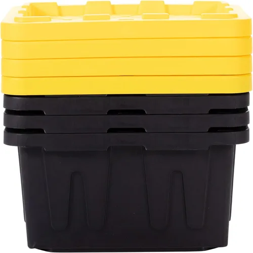 Vista 7 de Contenedor de almacenamiento de plástico de 5 galones con tapa con cerradura, apilable, resistente, de servicio regular para garaje, herramientas