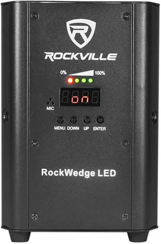 Vista 3 de Rockville RockWedge LED 54W RGBWA+UV - Luz Par alimentada por batería, DMX inalámbrico, recargable, diseño compacto, para DJs y eventos, 2 piezas