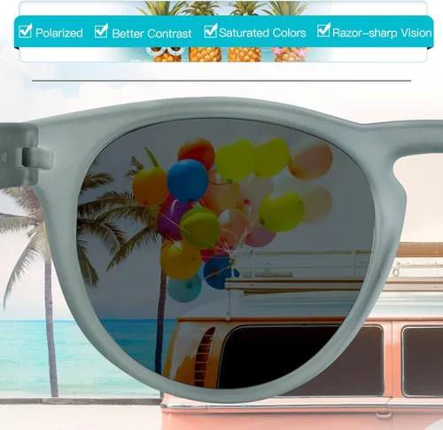 Vista 2 de Lentes de sol de ojo de gato, retro, vintage, antideslizantes, redondos, para hombres y mujeres, lentes polarizadosno polarizados, protección UV