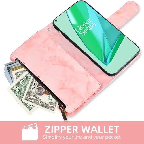 Vista 5 de Asuwish Funda para teléfono OnePlus 9 Pro One Plus 9Pro 5G Wallet Cell Cover con protector de pantalla de vidrio templado y soporte para tarjeta