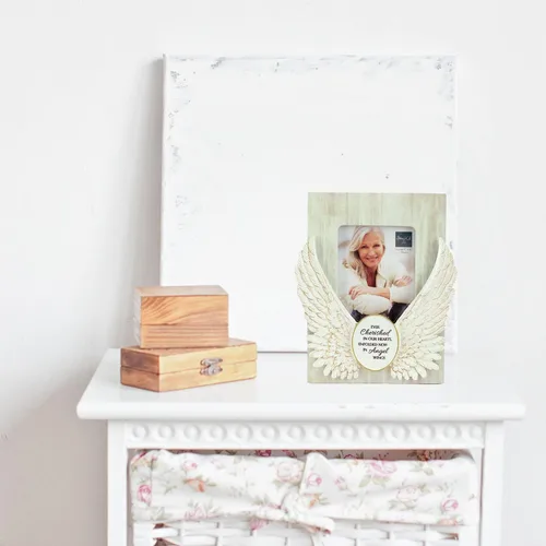 Vista 6 de Marco de Foto Conmemorativo con Alas de Ángel, Decoración para el Hogar, Regalo por la Muerte de un Ser Querido, Para Foto de 10 x 15 cm, De Abbey &