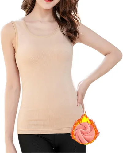 Vista 13 de Ropa interior de algodón con forro polar térmico para mujer, camiseta sin mangas, chaleco de capa base cálida