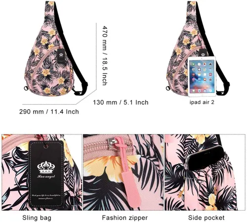 Vista 3 de HUA ANGEL - Mochila cruzada con correa para el hombro para hombres y mujeres, ligera, impermeable, bolsa para el pecho y el hombro para viajes