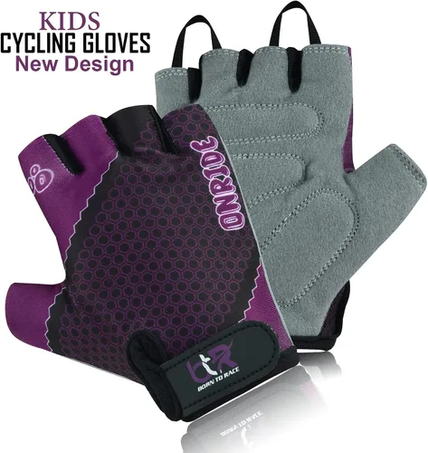 Vista 2 de Guantes de ciclismo para niños con agarre mejorado, acolchado de seguridad para niños, diseño transpirable y duradero, para niños y niñas, de 3 a 12