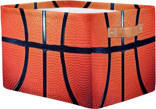 Vista 2 de Cesta de almacenamiento pequeña con asas para niños, juguetes de baloncesto, pelota deportiva, cubos de almacenamiento plegables de tela, cesta