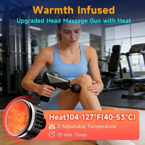 Vista 4 de Pistola de masaje con calor, potente masaje de calentamiento, hogar y viajes Pistola de masaje con calor, potente masaje calentado, masajeador