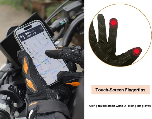 Vista 4 de OUNIXUE Guantes de motocross para hombres y mujeres, guantes de motocross para pantalla táctil, dedos completos, antideslizantes, MX MTB ATV BMX