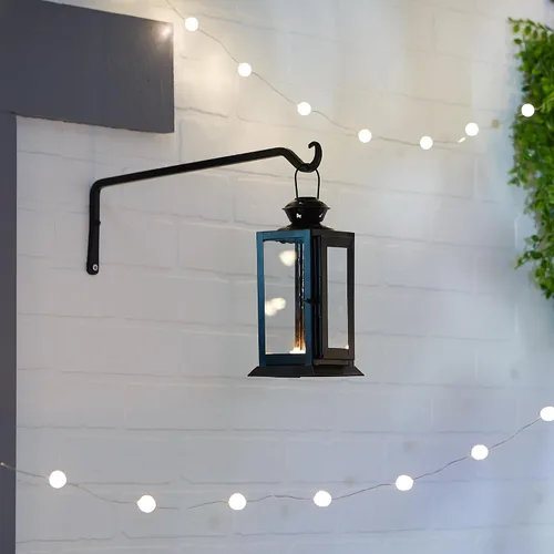Vista 6 de Zingz & Thingz Outdoor Starlight Hanging Candle Lantern, Decorative Light Home Decor, 8" Tall, Black