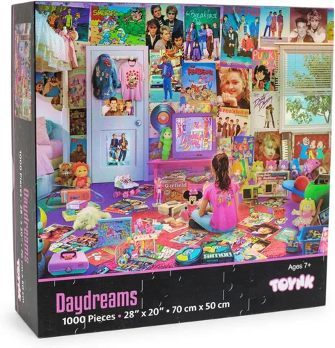 Vista 2 de Daydreams - Rompecabezas de 1000 piezas de cultura pop de los años 80 y 90 por Rachid Lotf, rompecabezas educativo, juguetes y juegos retro