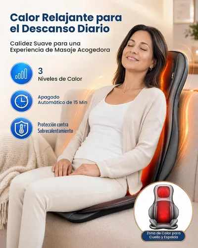 Vista 4 de COMFIER Silla masajeadora con calor, masajeador de espalda Shiatsu portátil con compresión y rodamiento, almohadilla para silla de masaje